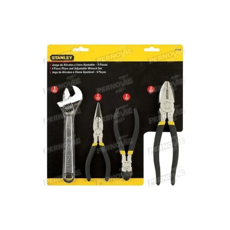 ALICATE JUEGO 04PC LL.AJUSTAB+UN+CO+PT 91526 STAN