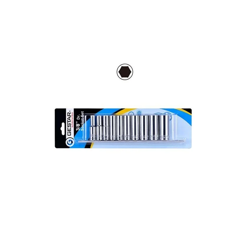 DADO JUEGO 3/8" 10 PC 08-21MM HEX LARGO 287301 GE