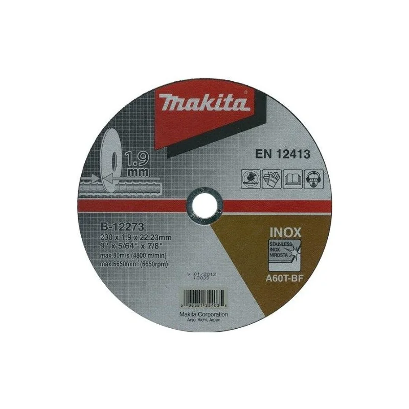 DISCO CORTE AC.INOX 9" RECTO B12273 MAKITA