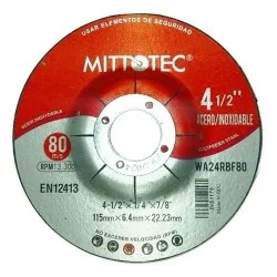 DISCO DESBASTE AC.INOX 4.1/2"-1/4"(6.4MM) MITTOTEC